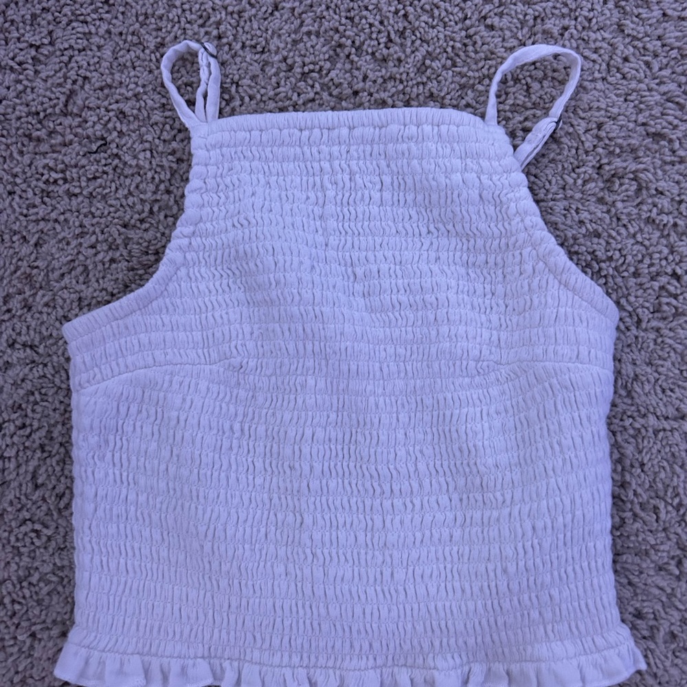 white ribbed crop tank